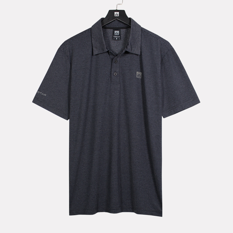 橫條紋彈性短袖Polo衫 / #D0552